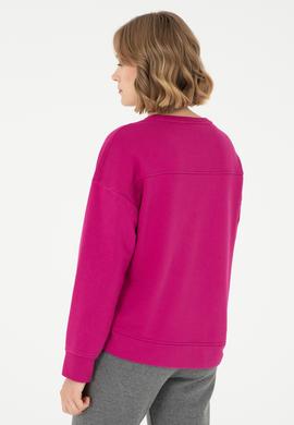Kadın Fuşya Basic Bisiklet Yaka Sweatshirt - 50296919041