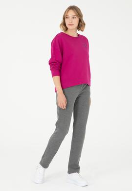 Kadın Fuşya Basic Bisiklet Yaka Sweatshirt - 50296919041