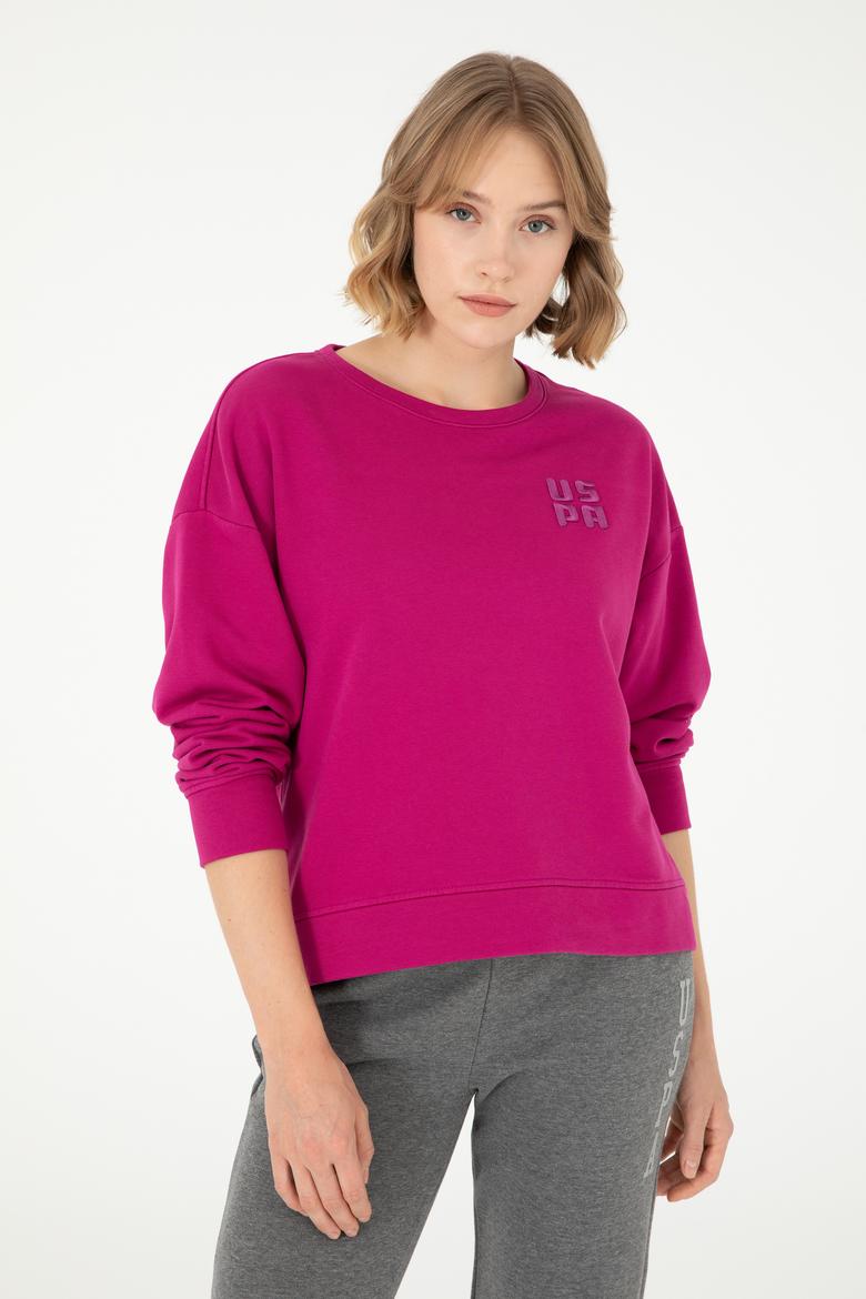 Kadın Fuşya Basic Bisiklet Yaka Sweatshirt - 50296919041
