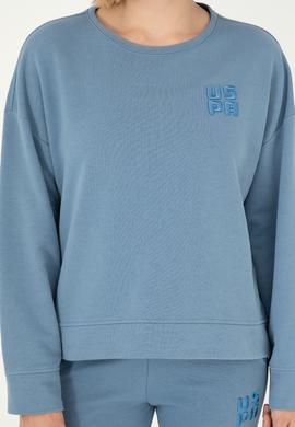 Kadın Koyu Mavi Basic Bisiklet Yaka Sweatshirt - 50296919040