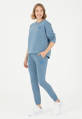 Kadın Koyu Mavi Basic Bisiklet Yaka Sweatshirt - 50296919040