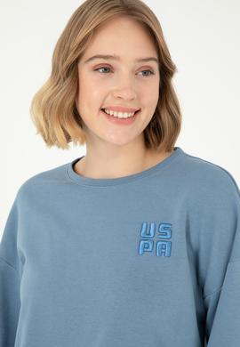 Kadın Koyu Mavi Basic Bisiklet Yaka Sweatshirt - 50296919040