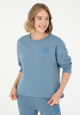 Kadın Koyu Mavi Basic Bisiklet Yaka Sweatshirt - 50296919040