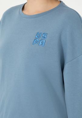 Kadın Koyu Mavi Basic Bisiklet Yaka Sweatshirt - 50296919040