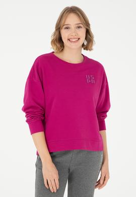 Kadın Fuşya Basic Bisiklet Yaka Sweatshirt - 50296919041