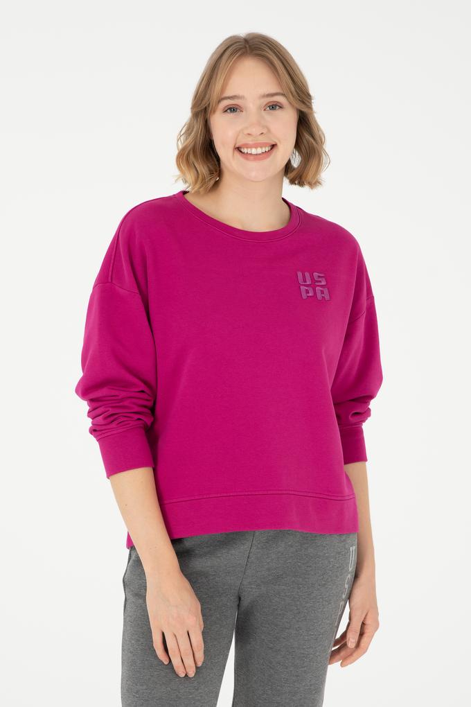 Kadın Fuşya Basic Bisiklet Yaka Sweatshirt