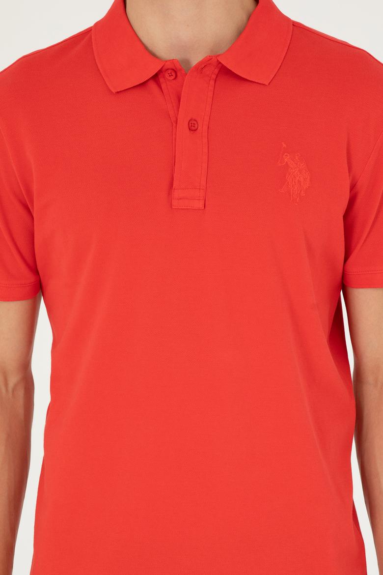 Erkek Slim Fit Polo Yaka Kırmızı Basic Tişört - 50294207081