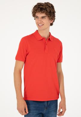 Erkek Slim Fit Polo Yaka Kırmızı Basic Tişört - 50294207081