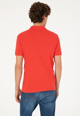 Erkek Slim Fit Polo Yaka Kırmızı Basic Tişört - 50294207081