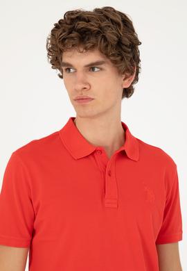 Erkek Slim Fit Polo Yaka Kırmızı Basic Tişört - 50294207081