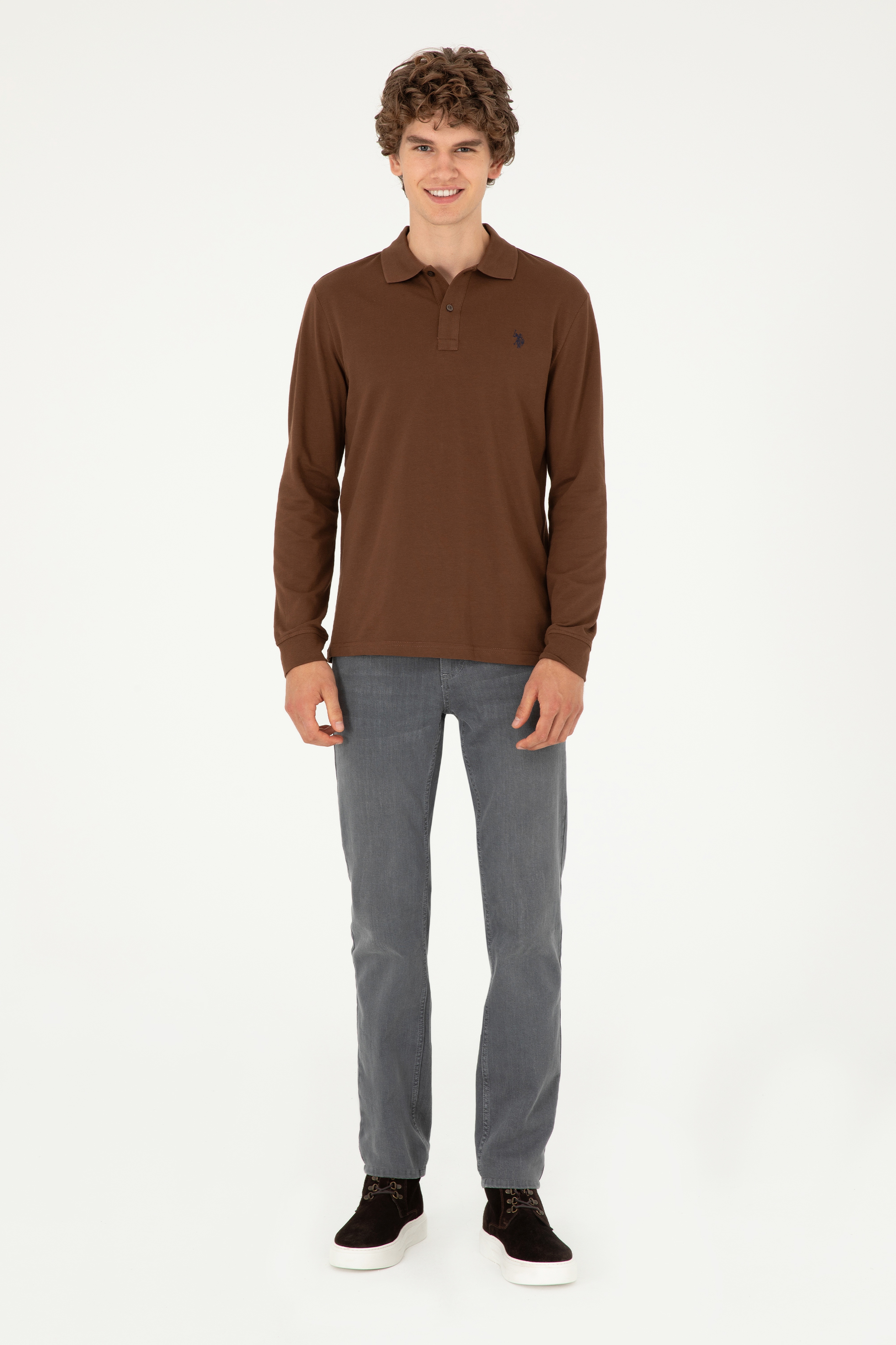 Erkek Kahverengi Basic Sweatshirt - Image 4