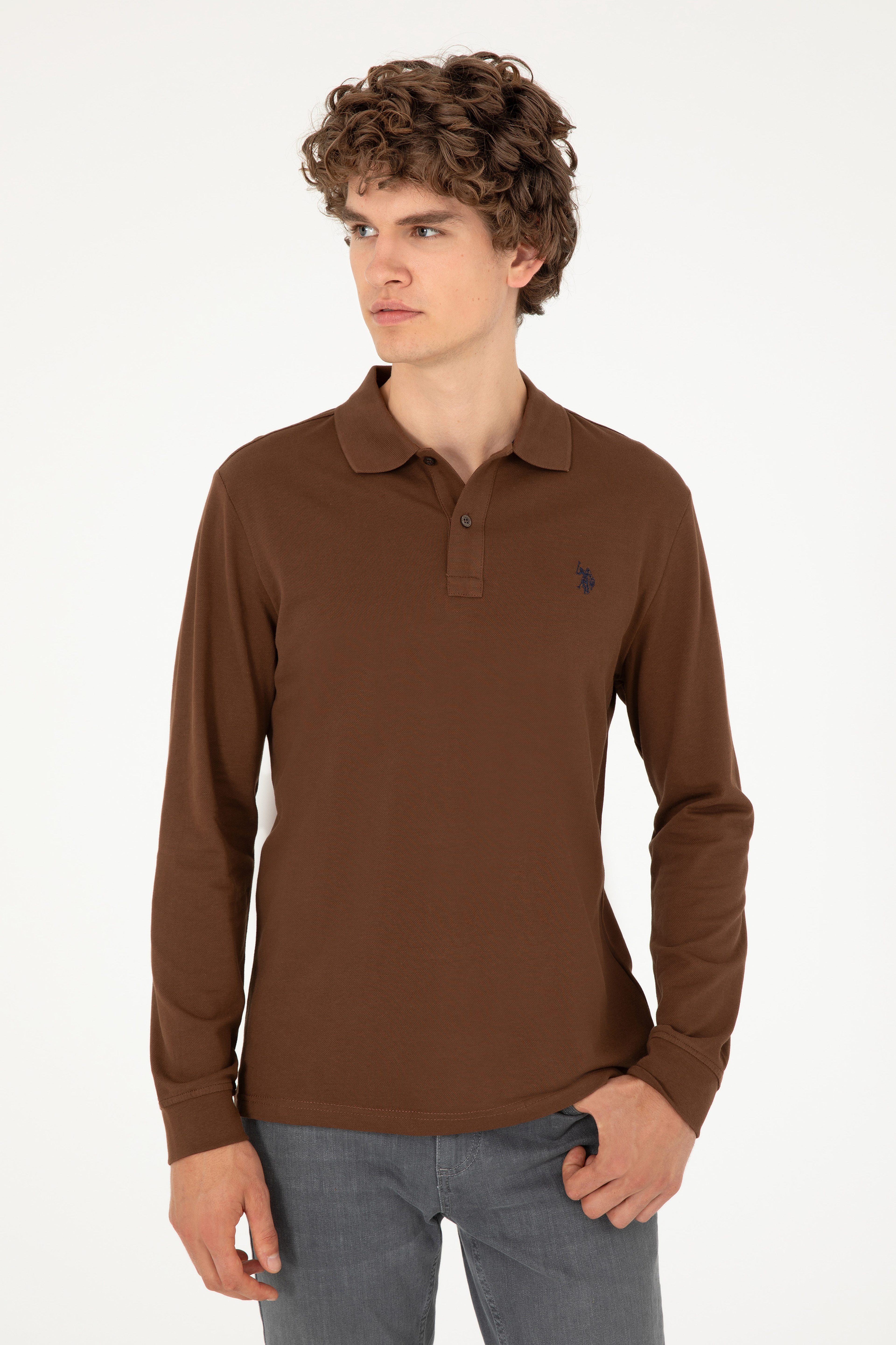 Erkek Kahverengi Basic Sweatshirt - Image 3