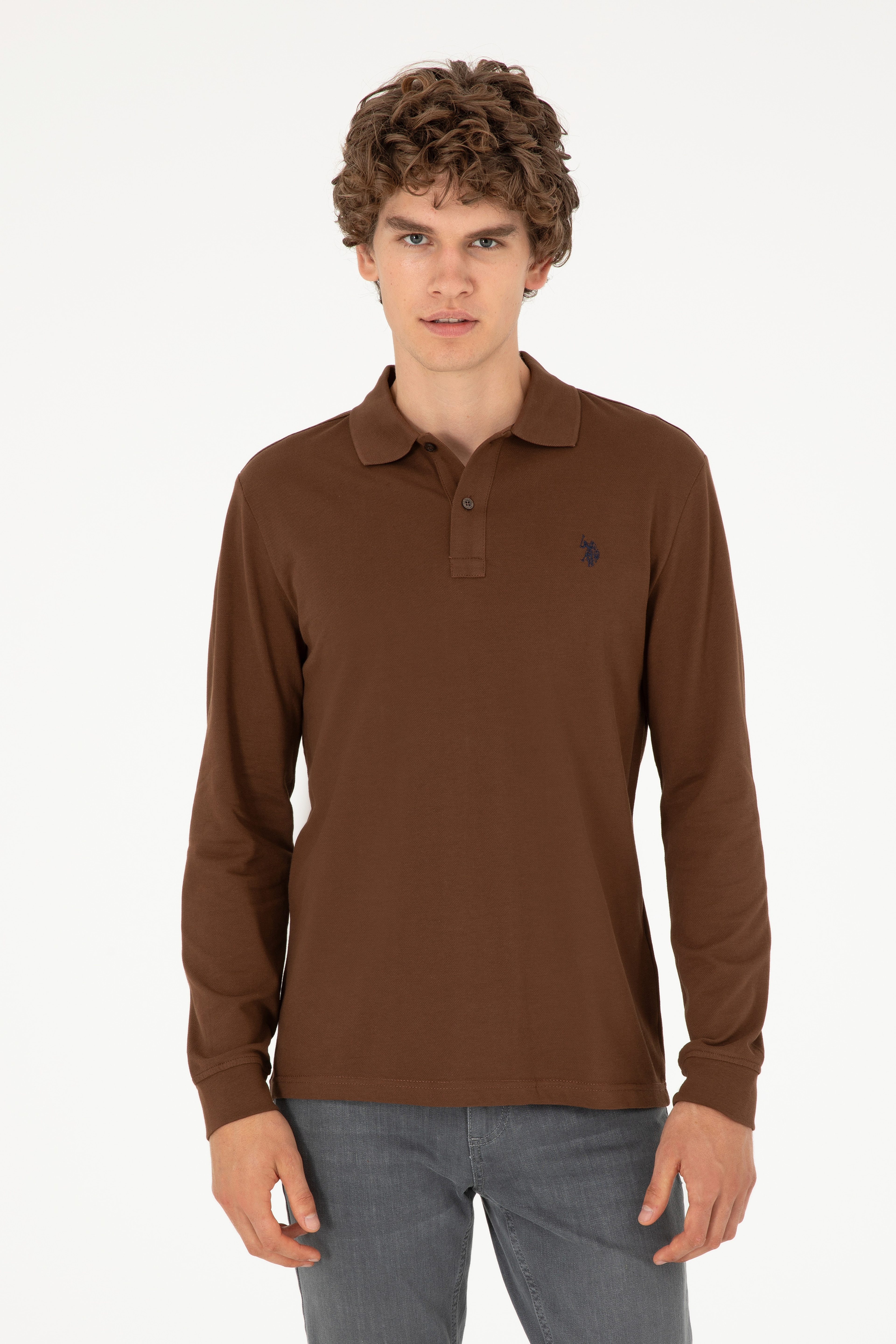 Erkek Kahverengi Basic Sweatshirt - Image 1