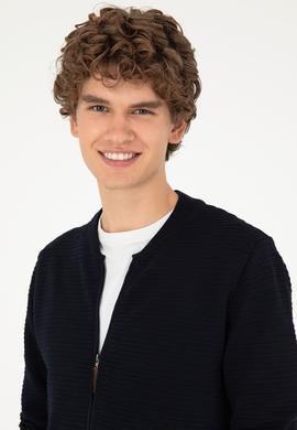 Erkek Lacivert Triko Hırka - 50292875016