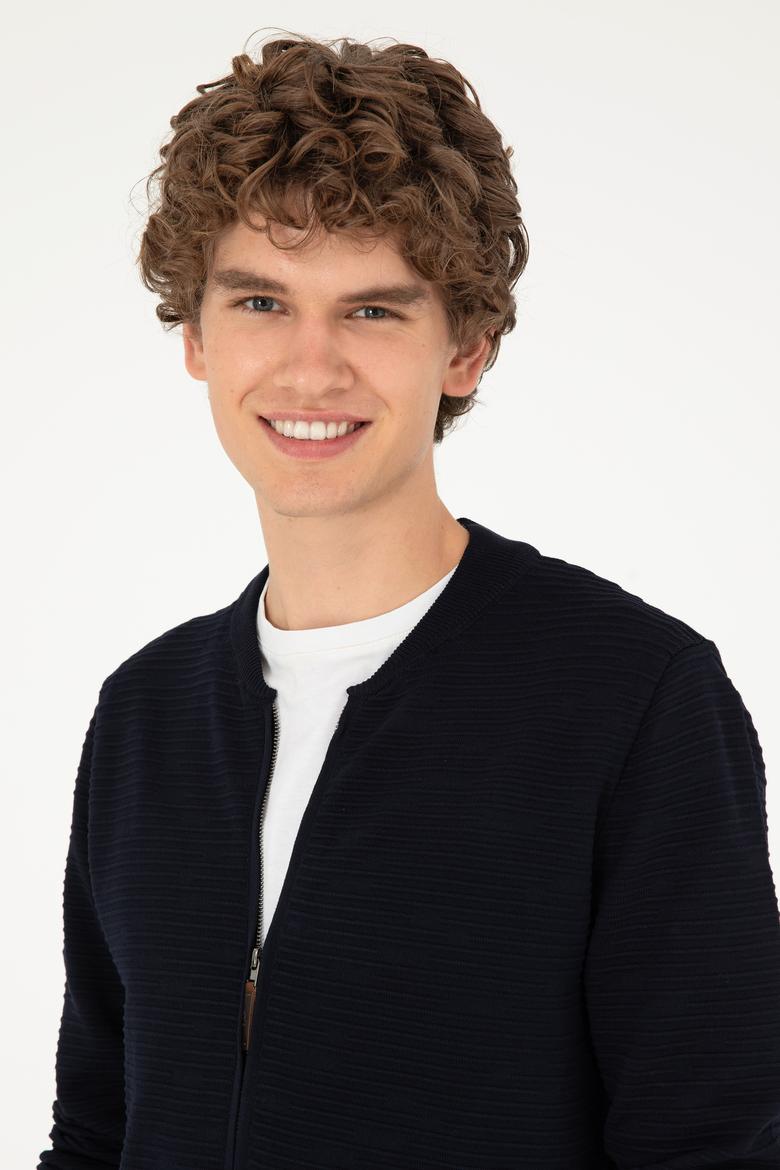 Erkek Lacivert Triko Hırka - 50292875016