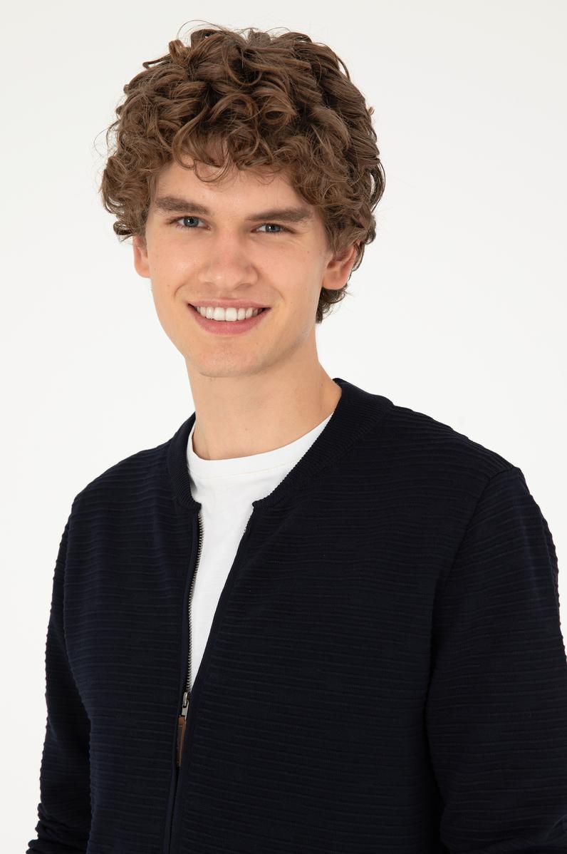 Erkek Lacivert Triko Hırka