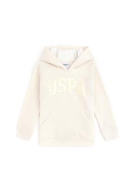 Kız Çocuk Krem Kapüşonlu Basic Sweatshirt - 50292512070