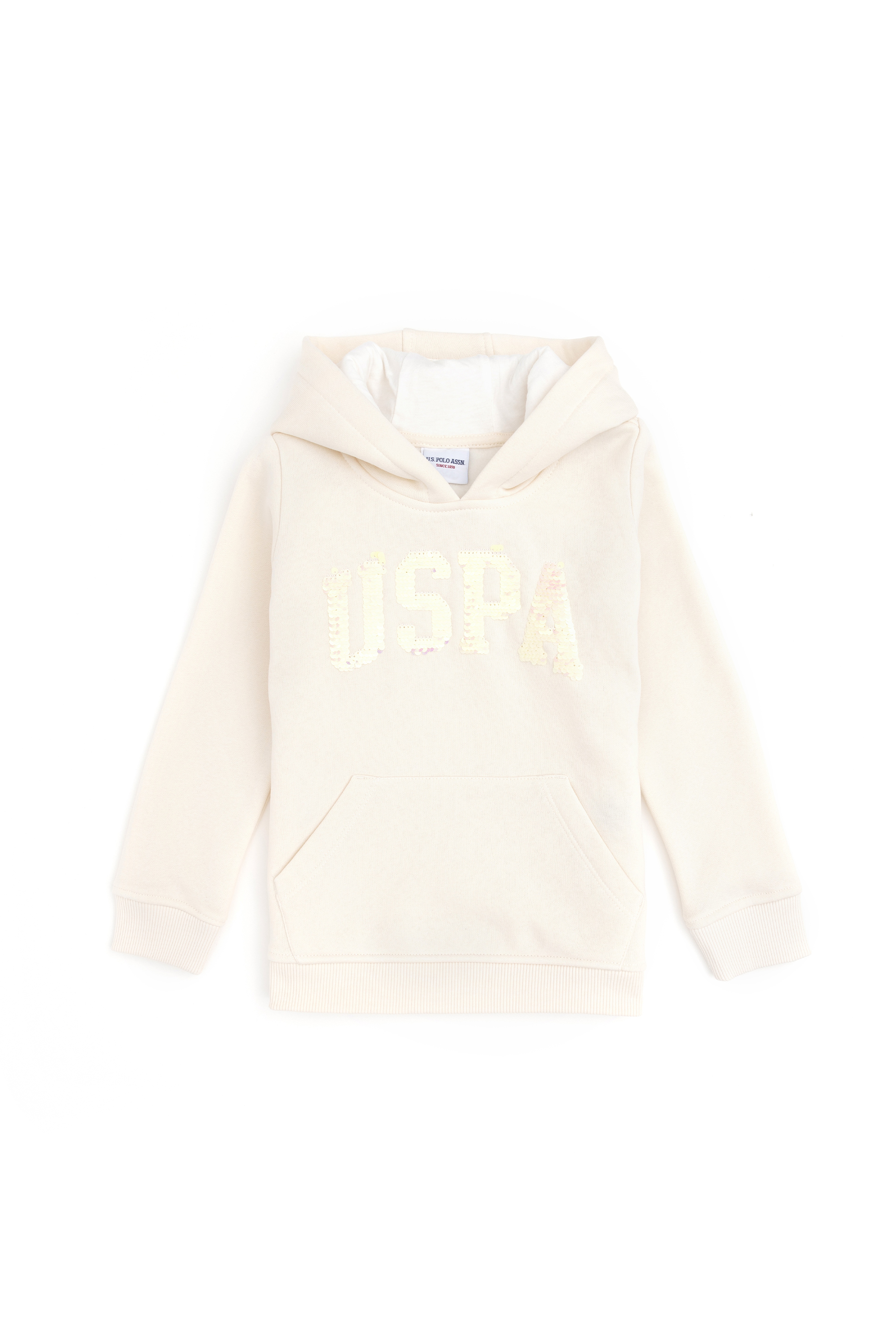 Kız Çocuk Krem Kapüşonlu Basic Sweatshirt