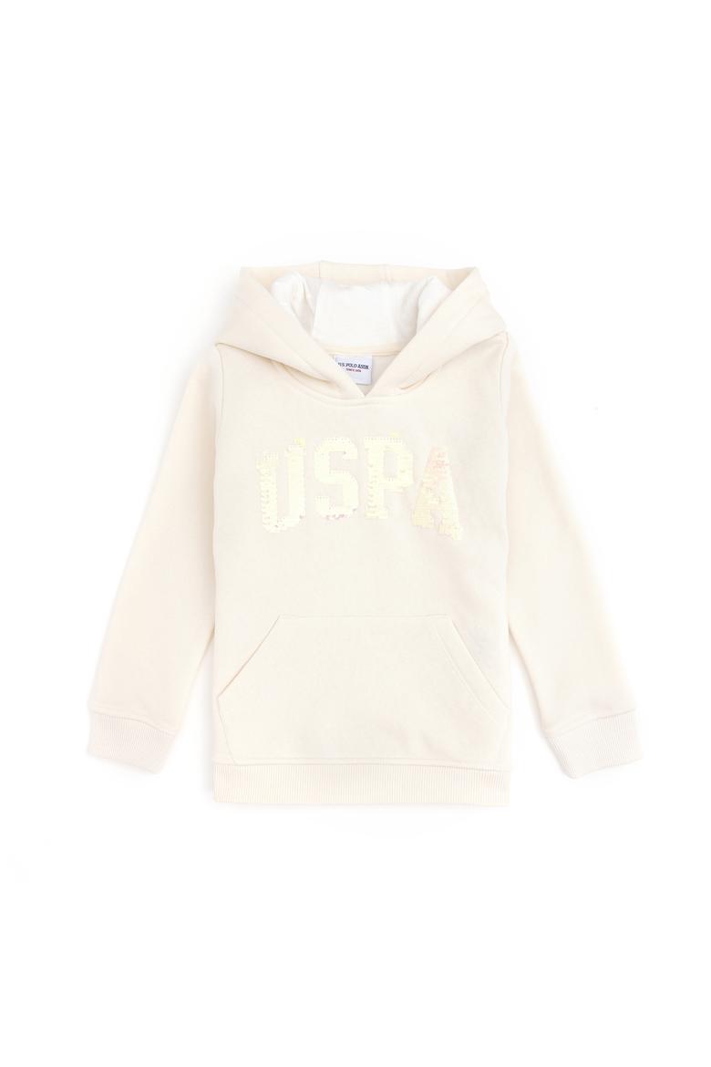 Kız Çocuk Krem Kapüşonlu Basic Sweatshirt - 50292512070