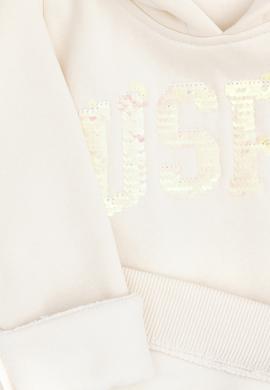 Kız Çocuk Krem Kapüşonlu Basic Sweatshirt - 50292512070