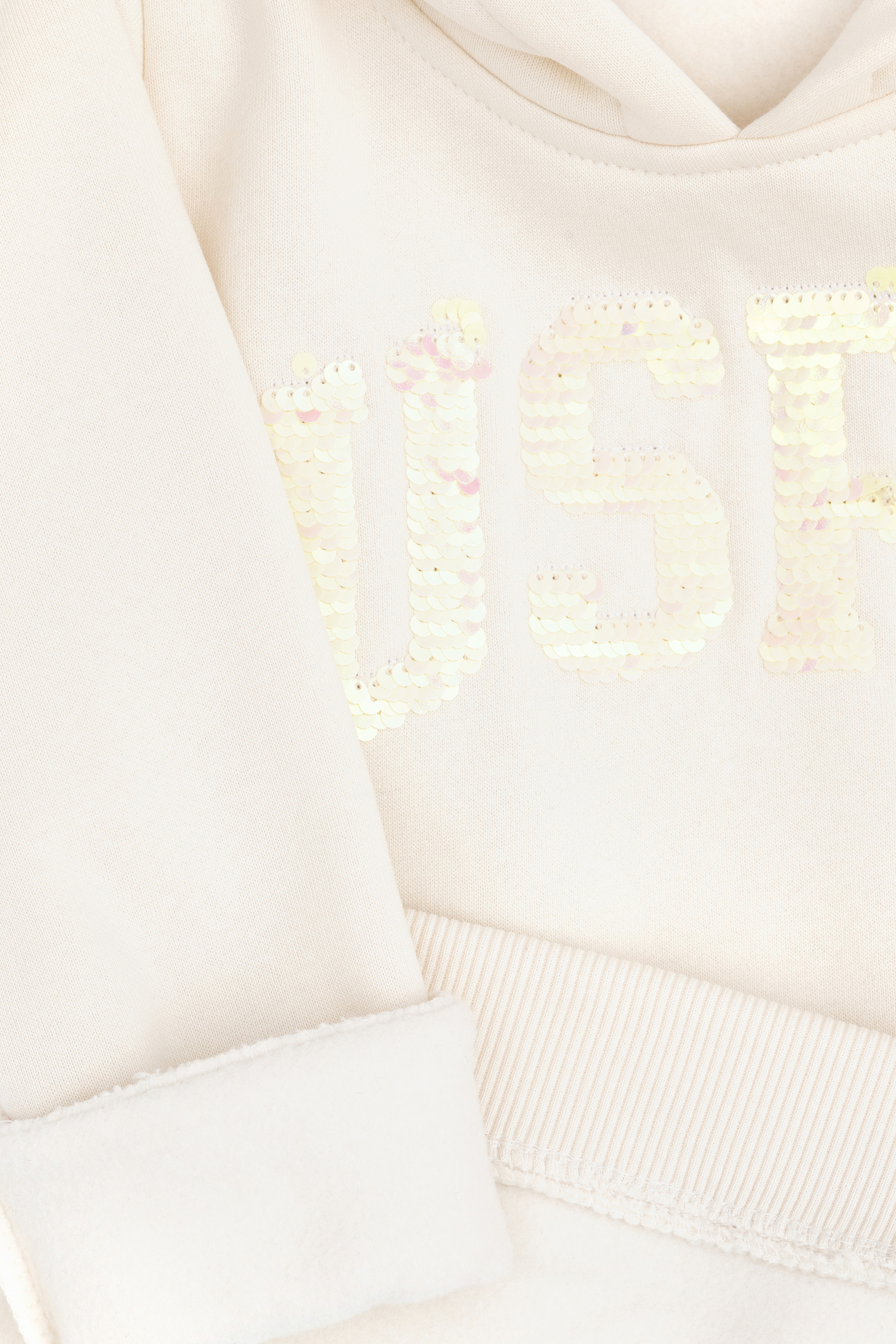 Kız Çocuk Krem Kapüşonlu Basic Sweatshirt - Image 5