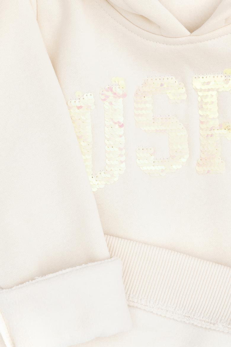 Kız Çocuk Krem Kapüşonlu Basic Sweatshirt - 50292512070