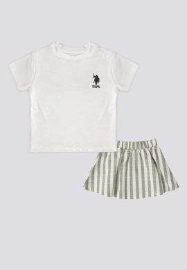 Kız Bebek Taş Çizgili 2'li Kısa Kol Tişört Takım - 50303779003