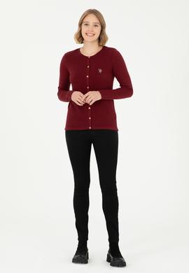 Kadın Bordo Basic Triko Hırka - 50288991026