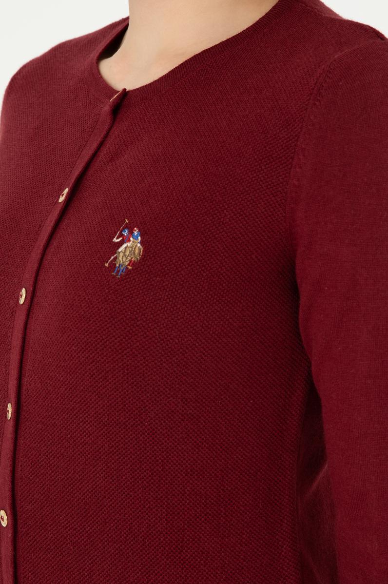 Kadın Bordo Basic Triko Hırka