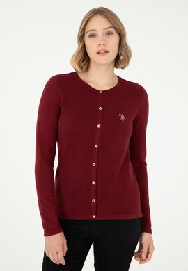 Kadın Bordo Basic Triko Hırka - 50288991026