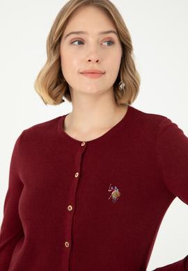 Kadın Bordo Basic Triko Hırka - 50288991026