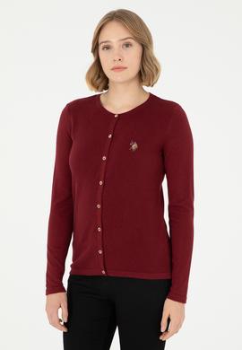 Kadın Bordo Basic Triko Hırka - 50288991026