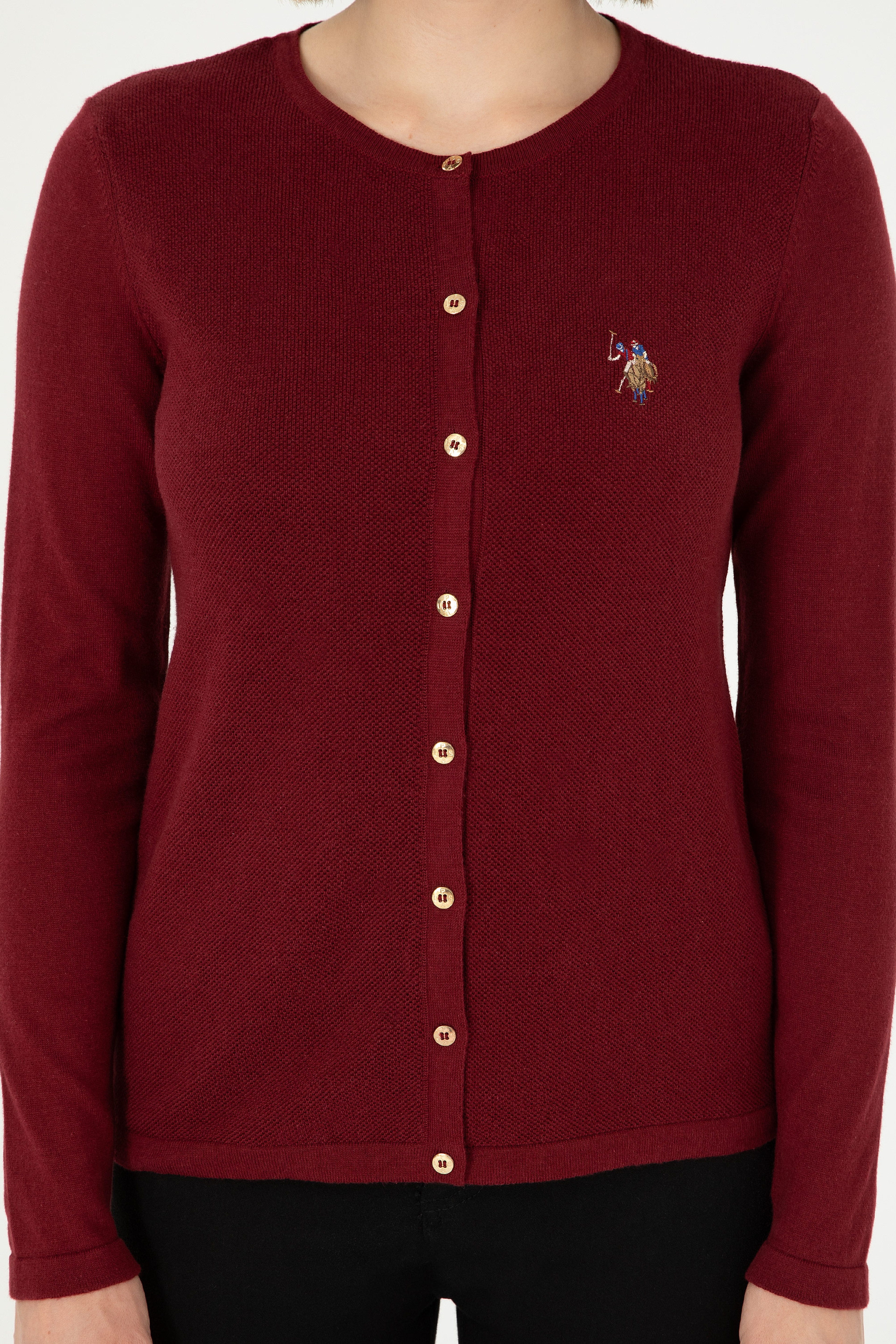 Kadın Bordo Basic Triko Hırka - Image 6