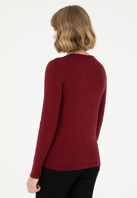 Kadın Bordo Basic Triko Hırka - 50288991026