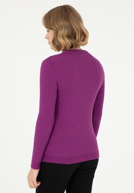 Kadın Violet Bisiklet Yaka Basic Kazak - 50288979086