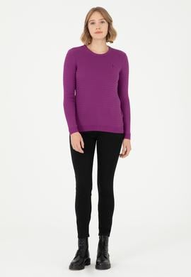 Kadın Violet Bisiklet Yaka Basic Kazak - 50288979086