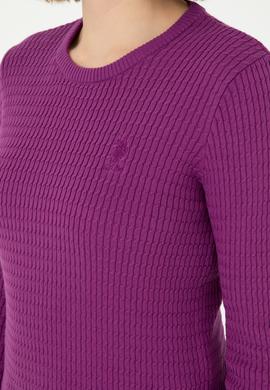 Kadın Violet Bisiklet Yaka Basic Kazak - 50288979086