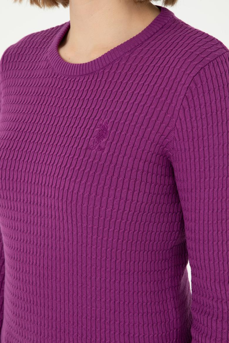 Kadın Violet Bisiklet Yaka Basic Kazak - 50288979086