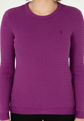 Kadın Violet Bisiklet Yaka Basic Kazak - 50288979086