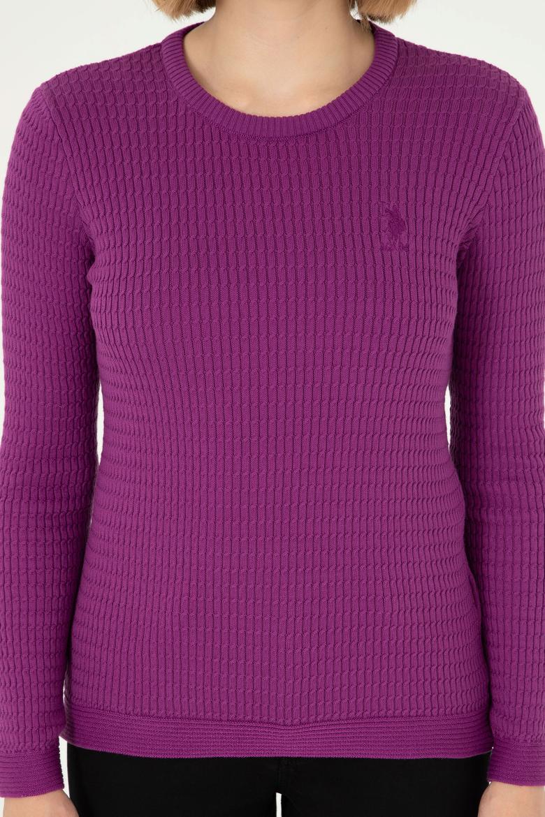 Kadın Violet Bisiklet Yaka Basic Kazak - 50288979086