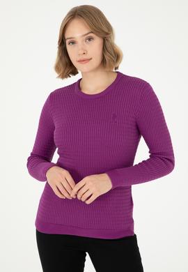 Kadın Violet Bisiklet Yaka Basic Kazak - 50288979086