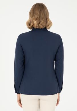 Kadın Lacivert Uzun Kollu Basic Gömlek - 50295704043