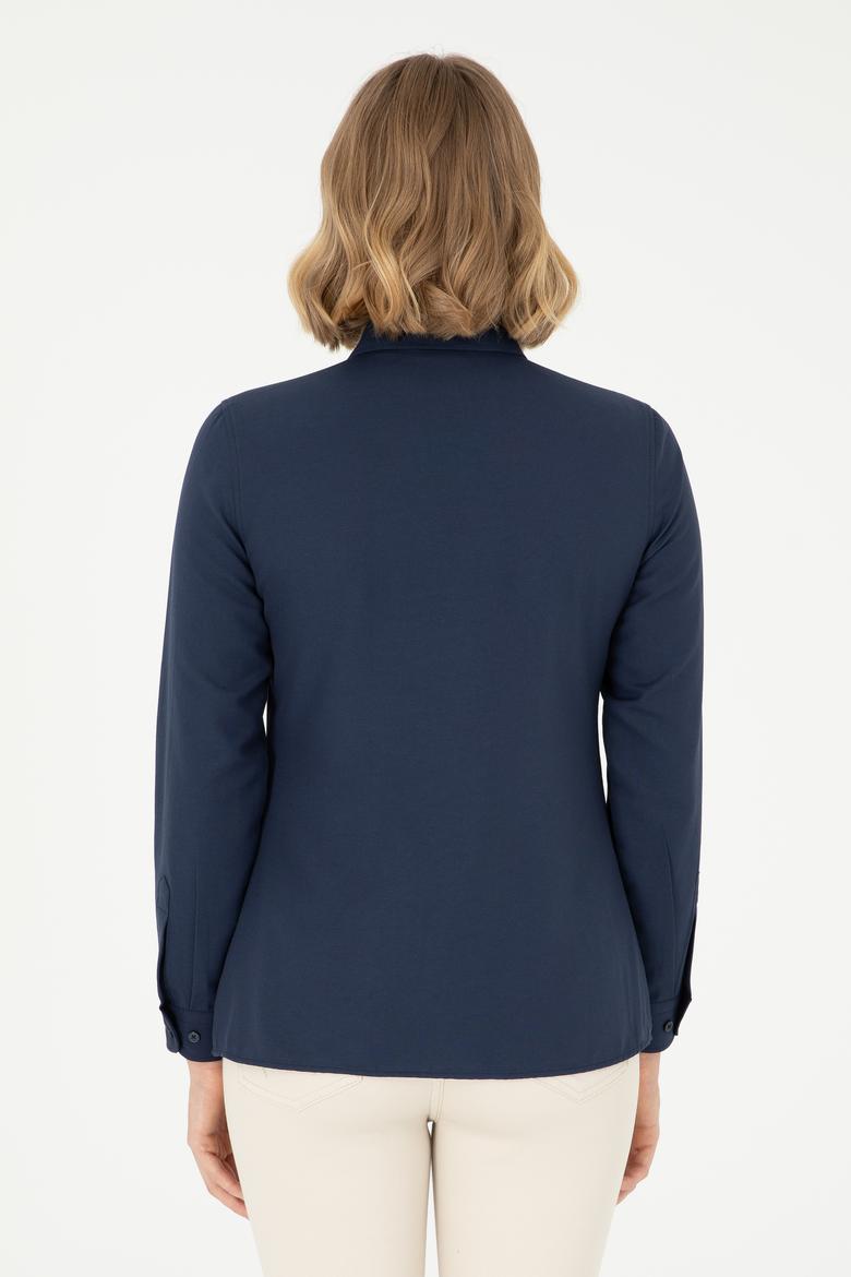 Kadın Lacivert Uzun Kollu Basic Gömlek - 50295704043