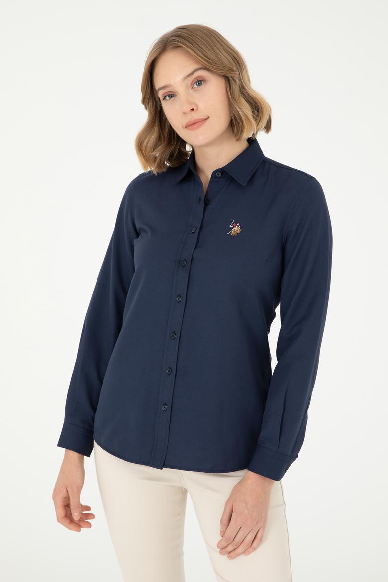 Kadın Lacivert Uzun Kollu Basic Gömlek - 50295704043