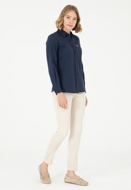 Kadın Lacivert Uzun Kollu Basic Gömlek - 50295704043