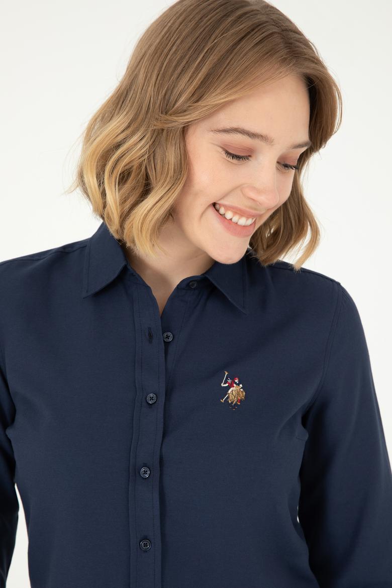 Kadın Lacivert Uzun Kollu Basic Gömlek