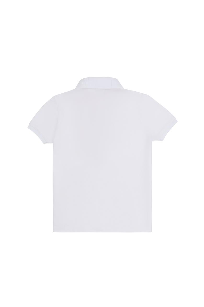 Kız Çocuk Beyaz Polo Yaka Basic Tişört - 50283286054