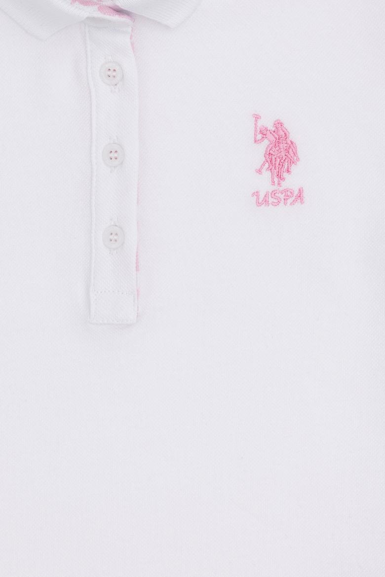 Kız Çocuk Beyaz Polo Yaka Basic Tişört - 50283286054