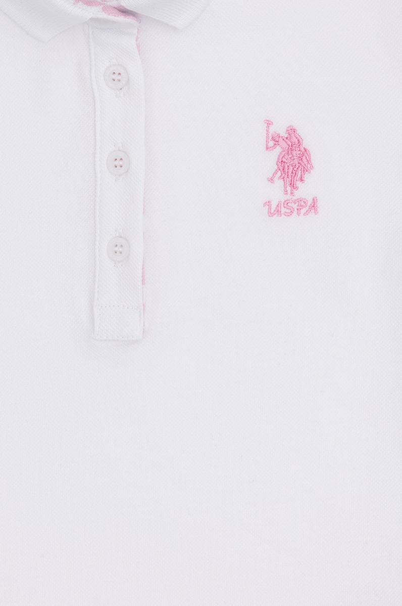 Kız Çocuk Beyaz Polo Yaka Basic Tişört