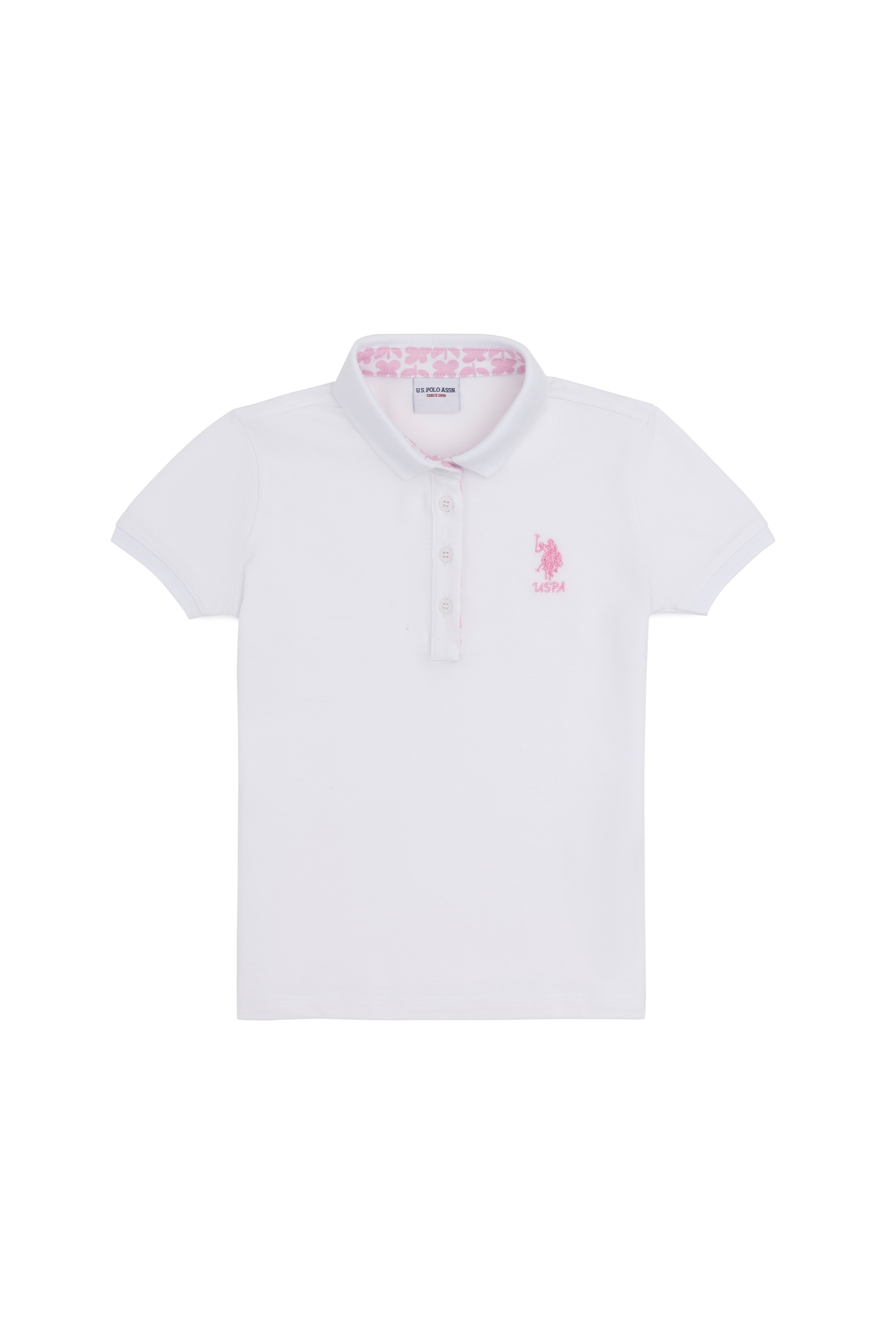 Kız Çocuk Beyaz Polo Yaka Basic Tişört